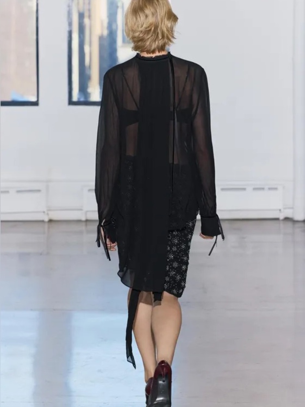 ZARA Sheer Black Chiffon Multi-position Blouse. S - Picture 3 of 16